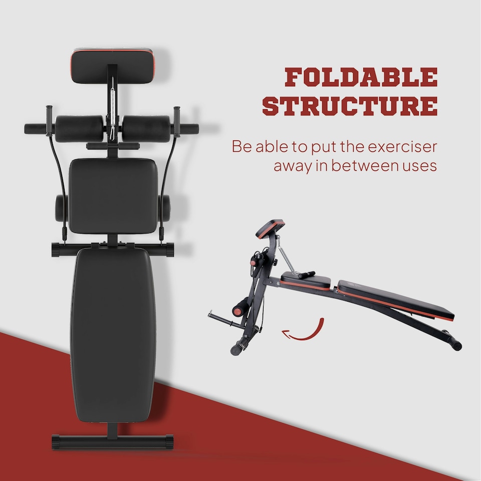 image 1 of HOMCOM Foldable Dumbbell Bench Weight Training, 7 Incline Adjustable, Red