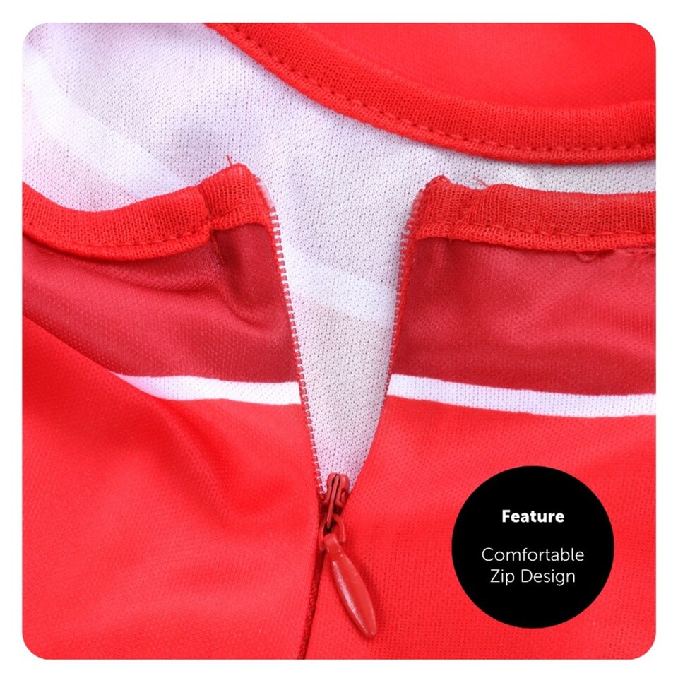 image 1 of Devil Cheerleader Costume - Facepaint and Pom Poms | Red | XL