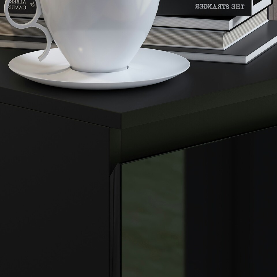 image 1 of FWStyle Stora 2 Drawer Bedside Cabinet - Black Gloss Front