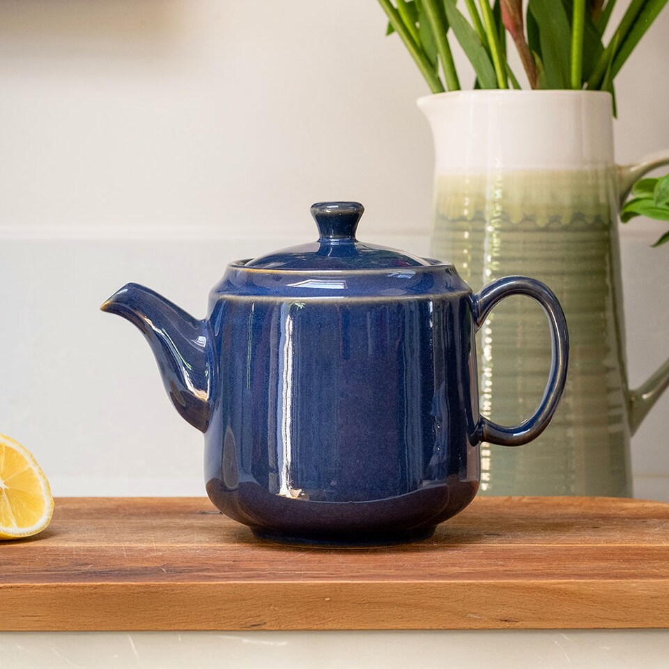 image 1 of Scandi Home Frederiksberg Navy Blue Artisan Glaze Ceramic 1L Infuser Teapot
