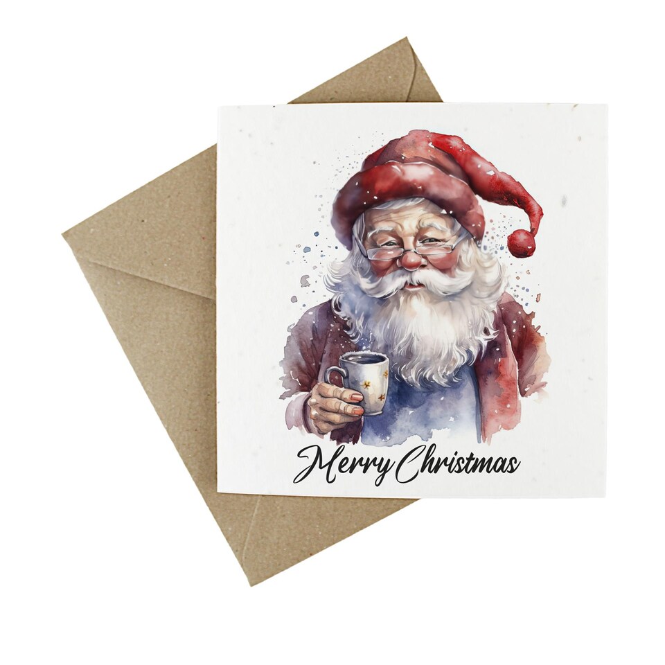 image 1 of Red Father Christmas - Plantable Wildflower Seed Christmas Cards - 5 Pack