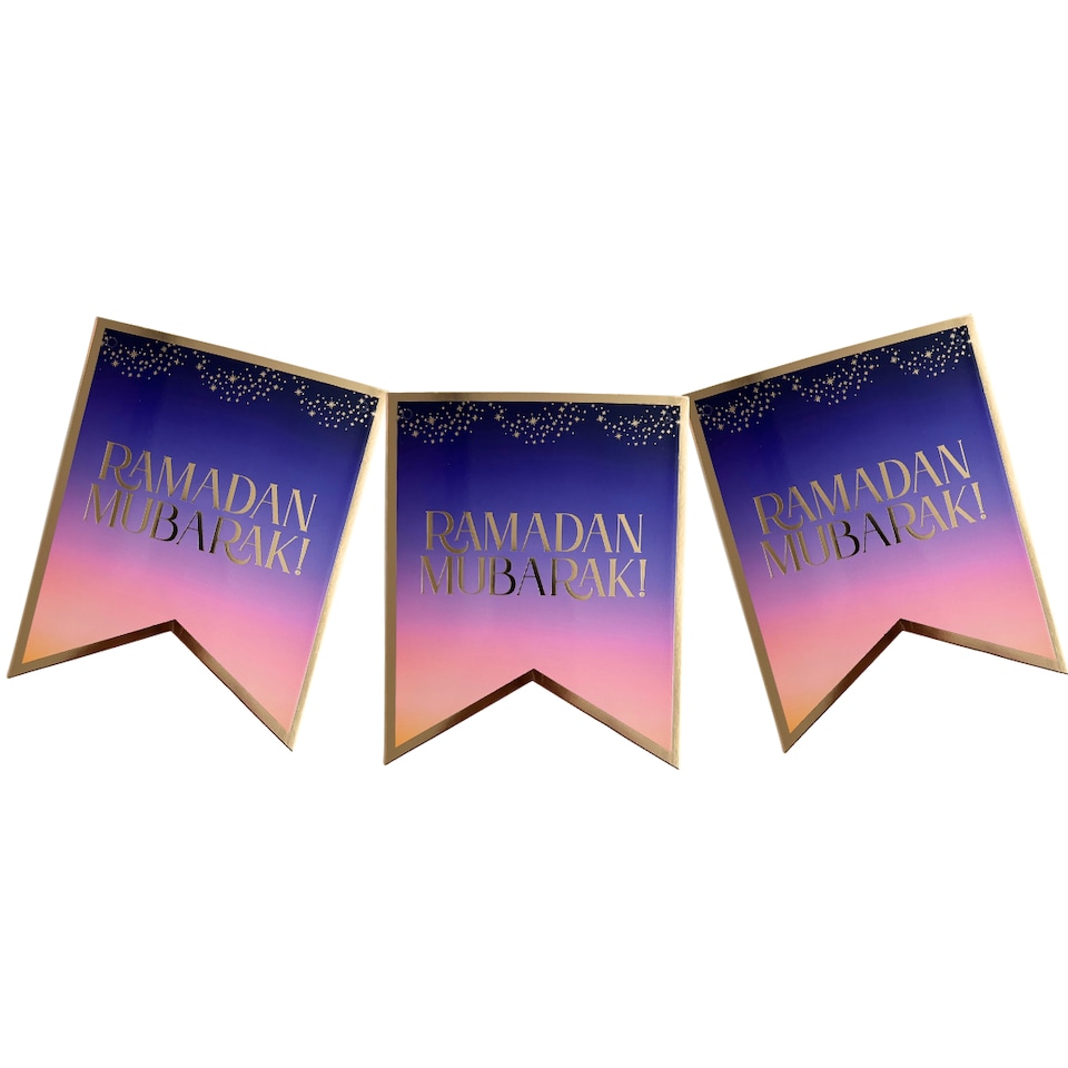 image 1 of Ramadan Mubarak Party Banner - Purple & Gold