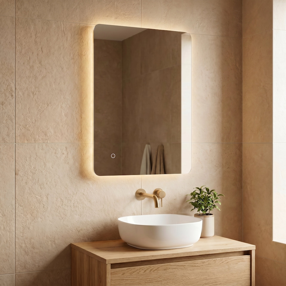 image 1 of Mila - LED Bathroom Mirror Touch Control, 70 x 50cm Demister, CCT