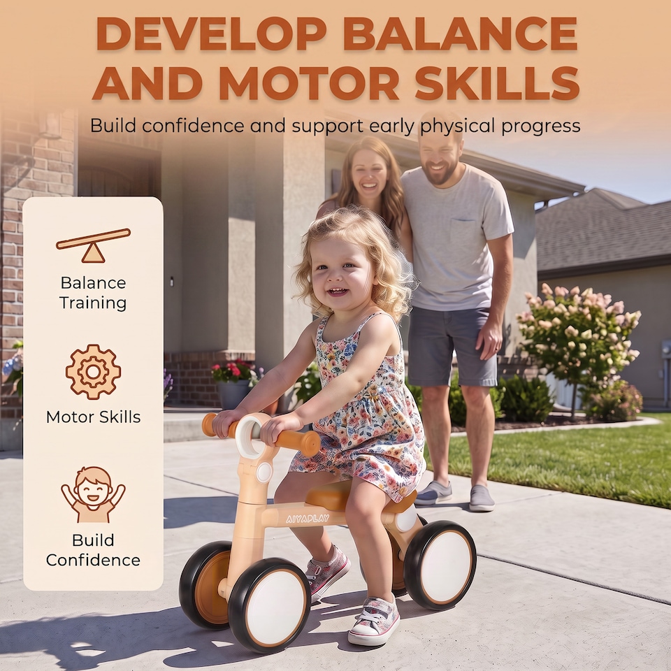 image 1 of AIYAPLAY Balance Bike Lightweight and Adjustable for 1–2 Years, Pink