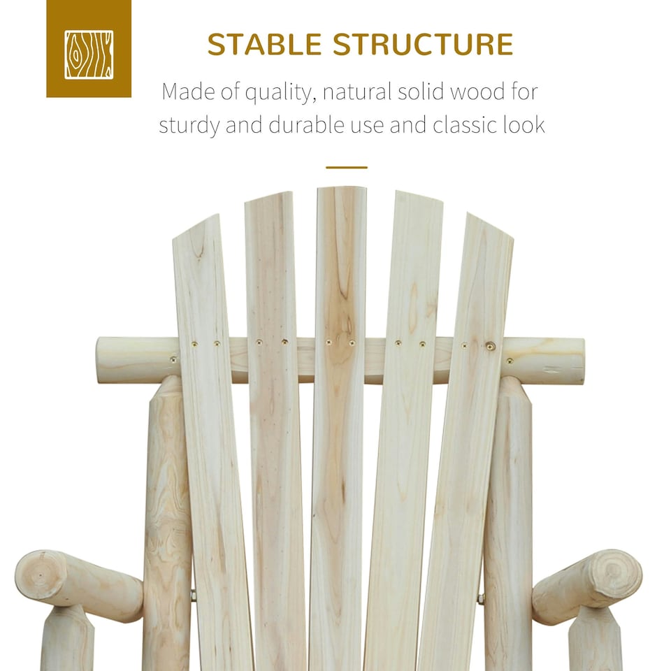 image 1 of Outsunny Wooden Rocking Chair Lounger Relaxing Balcony Garden Seat