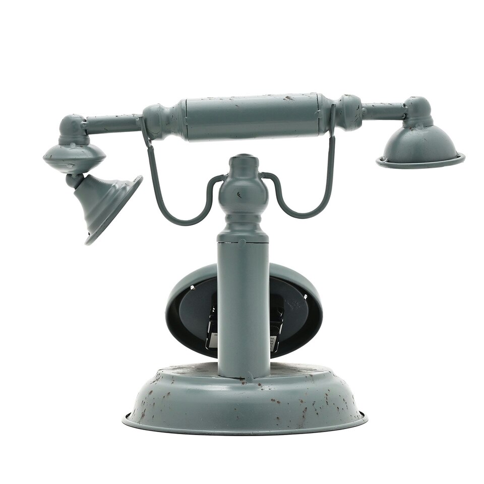 image 1 of Hometime Metal Mantel Clock - Old Fashioned Telephone Green