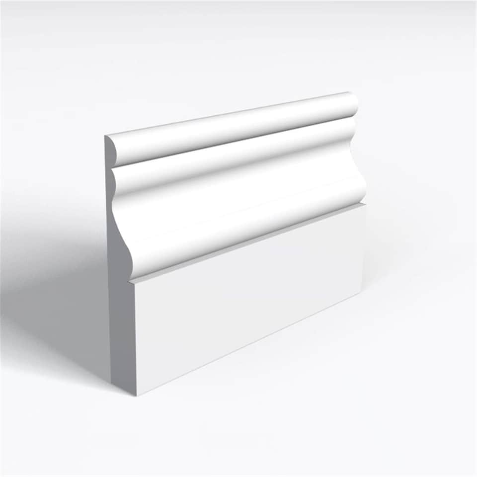 Pack of 20 (Total 20 Units) - Moisture Resistant MDF Primed Cesar Skirting Board & Rebate - 18mm (T) x 119mm (H) x 4200mm (L)