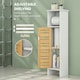 image 4 of HOMCOM Bathroom Cabinet, Slim Bathroom Unit with Adjustable Shelf, White White | Natural bamboo