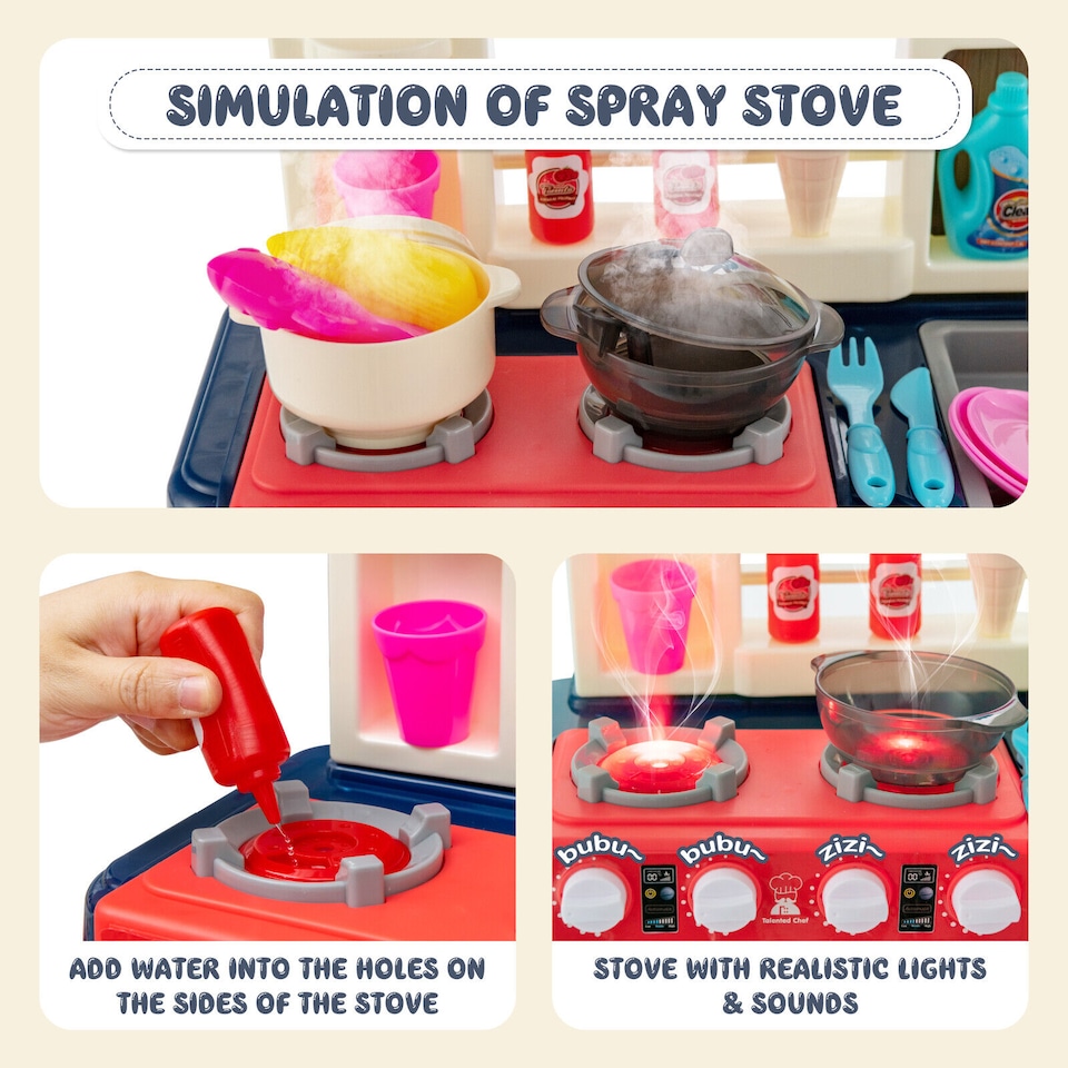 image 1 of COSTWAY 65PCS Kids Play Kitchen Children Pretend Role Play Toy Set