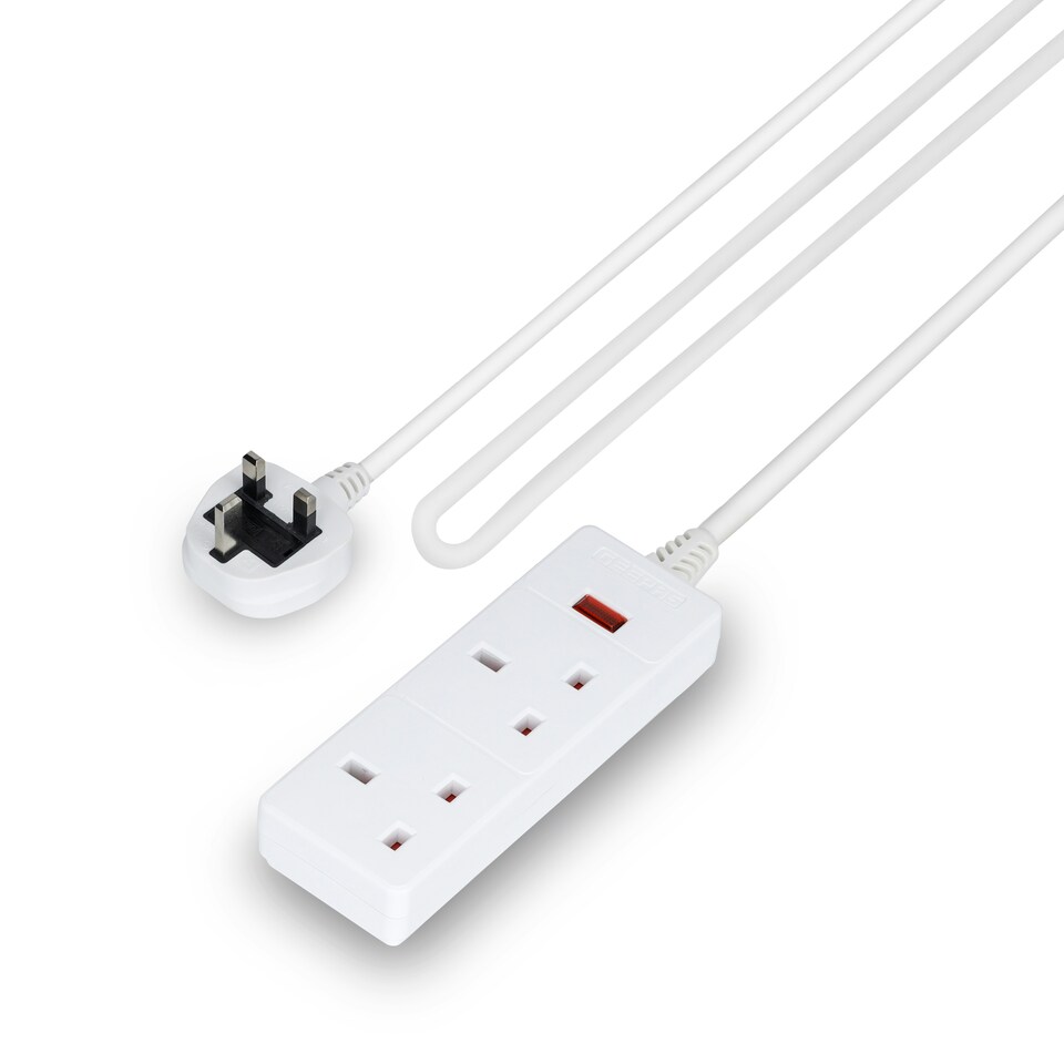 image 1 of GEEPAS 2 Gang Extension Lead With Neon Light, 3m cable