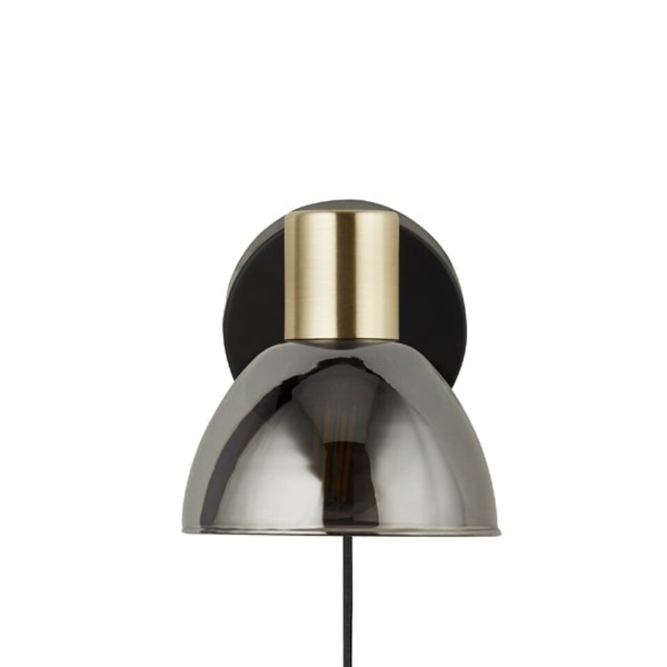 image 1 of Elisa Plug In Smoked Glass Wall Light