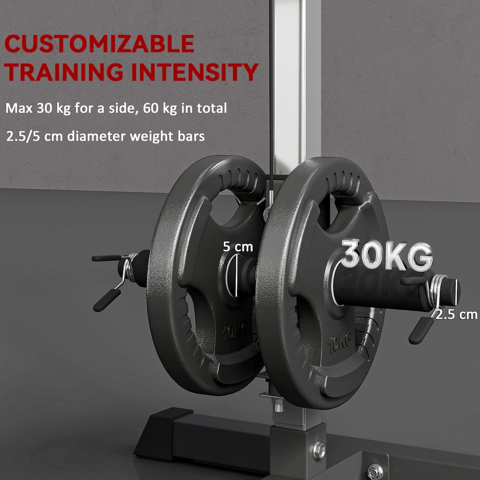 image 1 of HOMCOM Lat Pull Down Machine with Extra Pulley for Seated Rows, Cable Machine Pulley System with Adjustable Seat for Home Gym