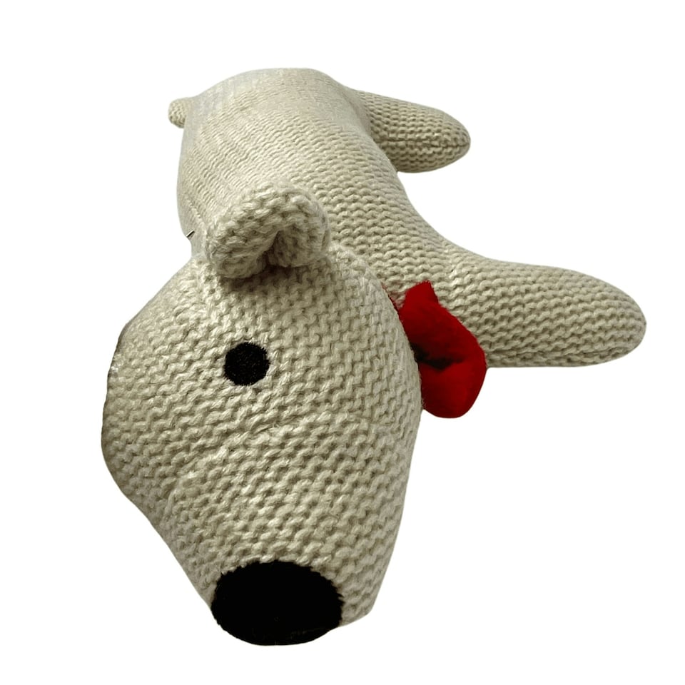 image 1 of Good Boy Woollie Polar Bear Christmas Plush Dog Toy - Beige/Red - One Size