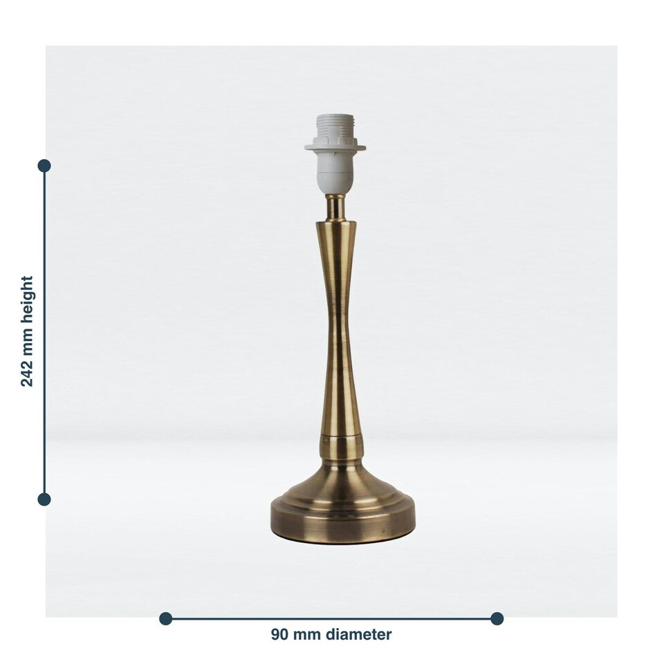 image 1 of First Choice Lighting Set of 2 Antique Brass Stick Table Lamp Bases with Stem Detail Bronze