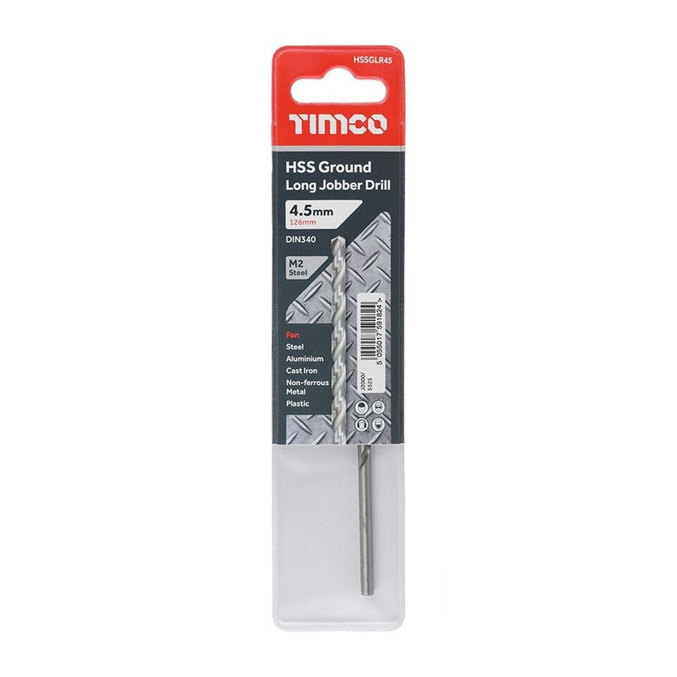 image 1 of Timco - Ground Long Jobber Drills - HSS M2 (Size 4.5mm - 1 Each)