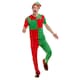 image 1 of Red and Green Elf Christmas Fancy Dress Costume Unisex Adult Medium | Red | M