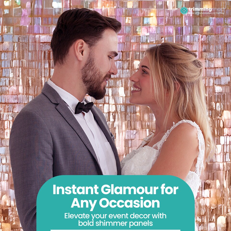 image 1 of 30cm x 30cm Shimmer Sequin Wall Panels, Reflective Square Backdrop Panel