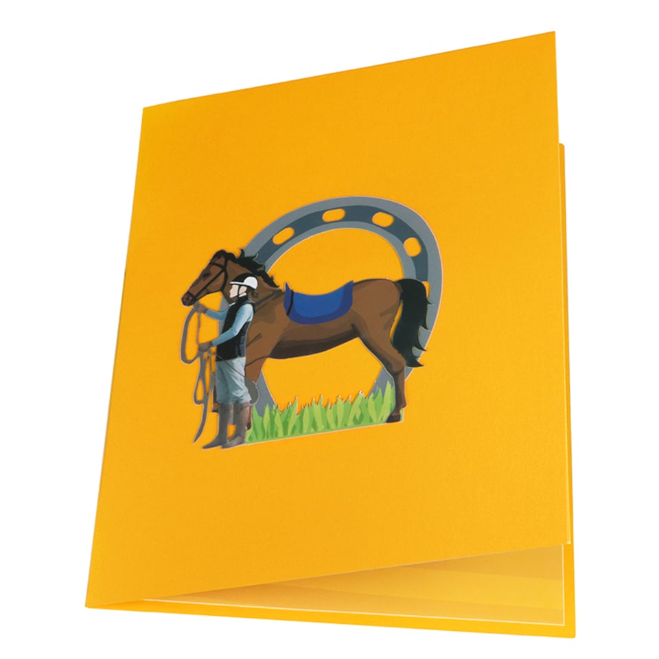 image 1 of Barnside Bond Horse & Rider 3D Pop Up Greeting Card