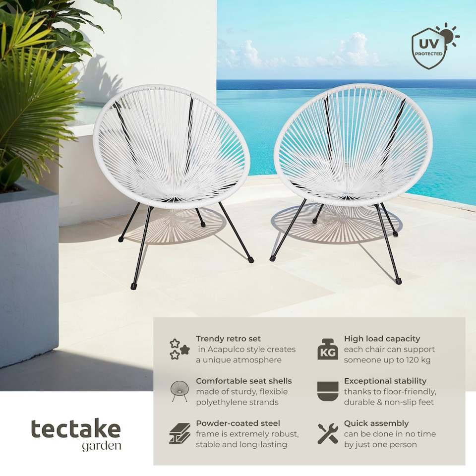 image 1 of Garden chairs in retro design set of 2 | White | white | 1