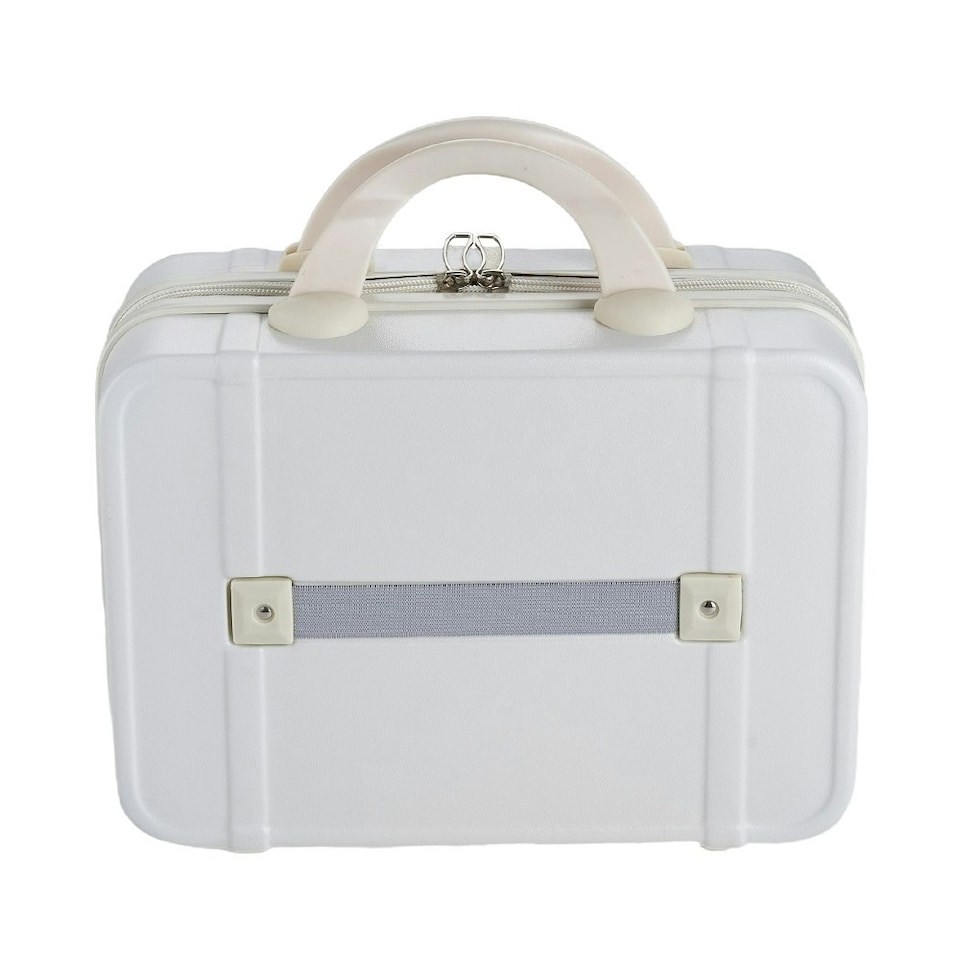 image 1 of Living and Home Portable Hard Shell Travel Makeup Case，White White | Personal Item
