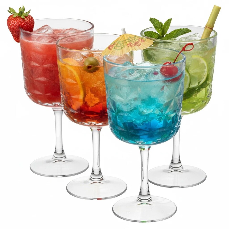 image 1 of 490ml Long Stemmed Cocktail Gin Beer Drinking Glasses Party | Clear | 8 Glasses