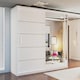 image 2 of Stylish 120cm Sliding Wardrobe with Full Mirror Door & Lined Panel Design | White, Black, Grey Finish White | White120cm