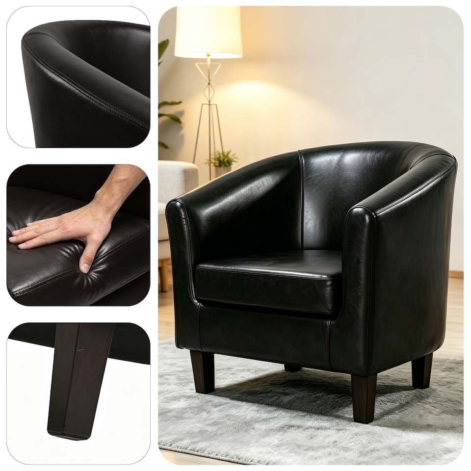 image 1 of Tub Chair Faux Leather Arm Chair