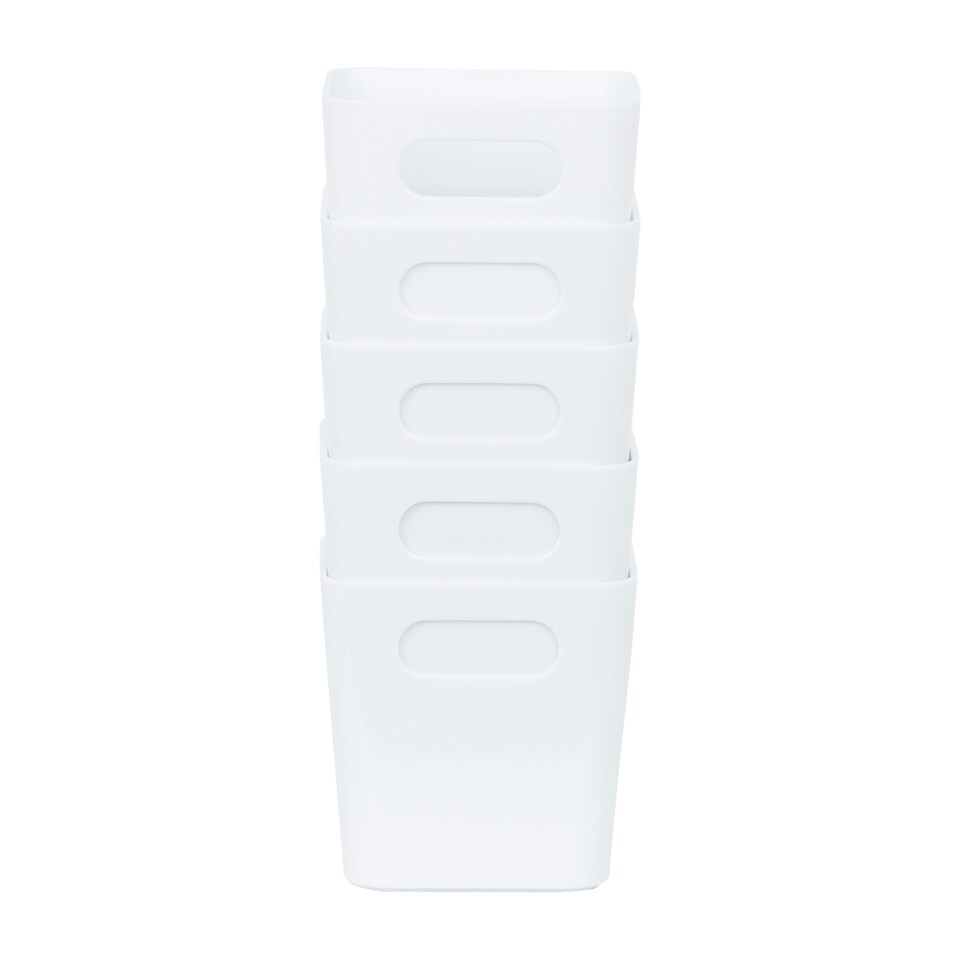 image 1 of Wham Studio 5 x 720ml Square Plastic Storage Baskets White