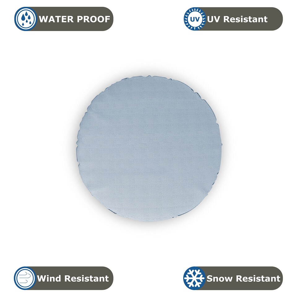 image 1 of Covers&All Round Pillow Cover, Weather & UV Resistant, with Zippers, Round 36in D x 36in W, Sky Blue