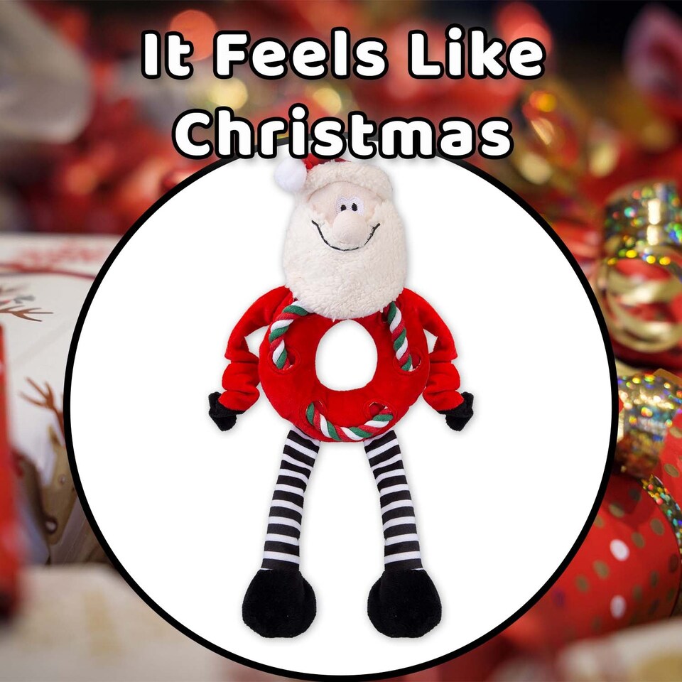 image 1 of vfm-estore Christmas Santa Pet Toy 45.5cm x 20cm Red - Festive Indoor Xmas Ornament