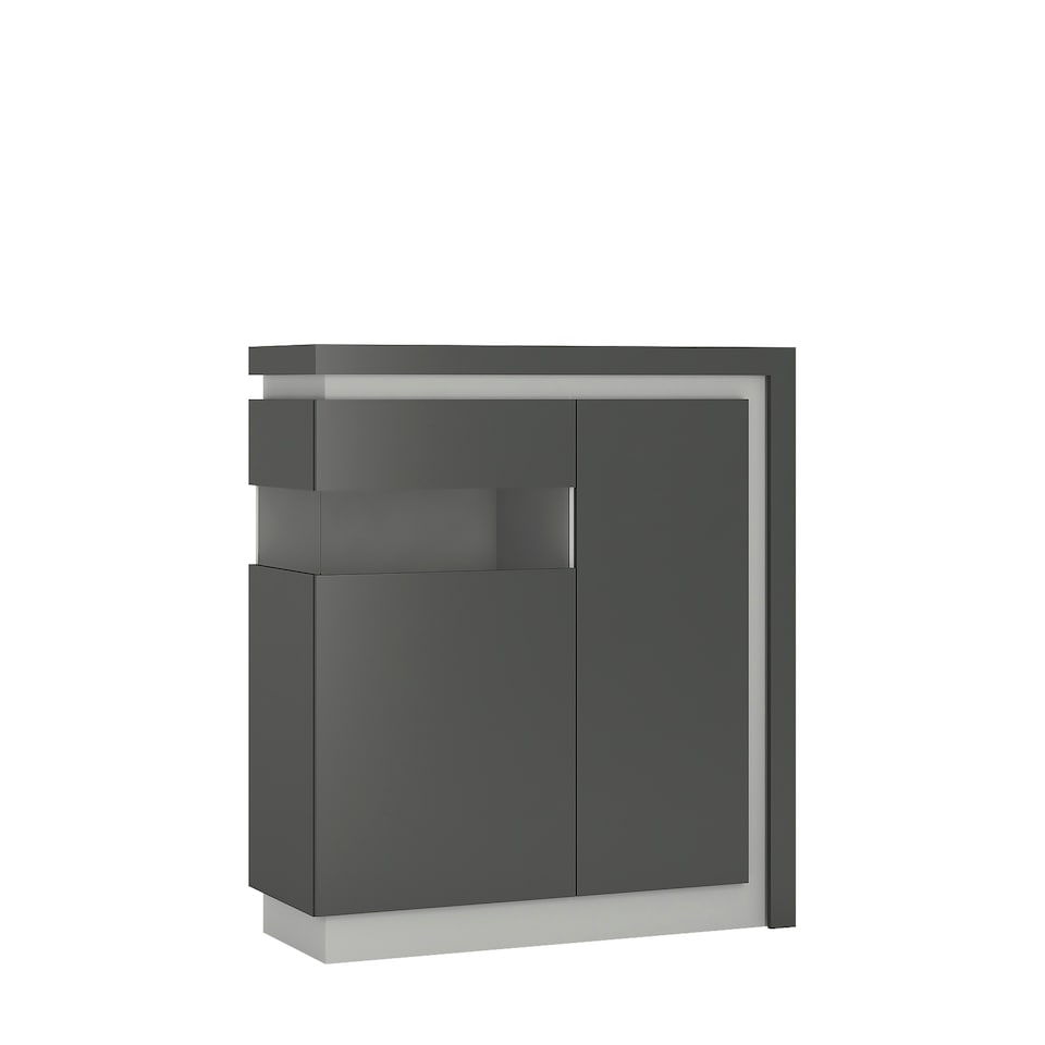 image 1 of Lyon 2 Door Designer Cabinet (LH) in Platinum/Light Grey Gloss