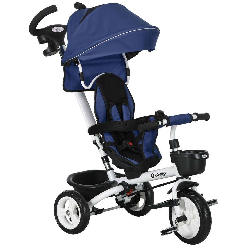 image 1 of HOMCOM 6 in 1 Trike for Toddler 1-5 Years with Parent Handle, Dark Blue