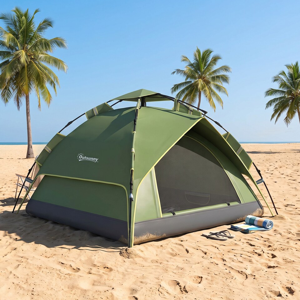 image 1 of Outsunny 2-3 Man Pop Up Tent Camping Festival Hiking Family Travel Shelter