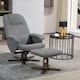 image 2 of HOMCOM Swivel Recliner Chair with Footstool and Wooden Base, Grey