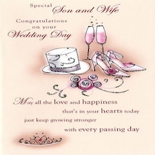 Wedding Son & Wife - Shoes & Hat' - Wedding Day Greetings Card