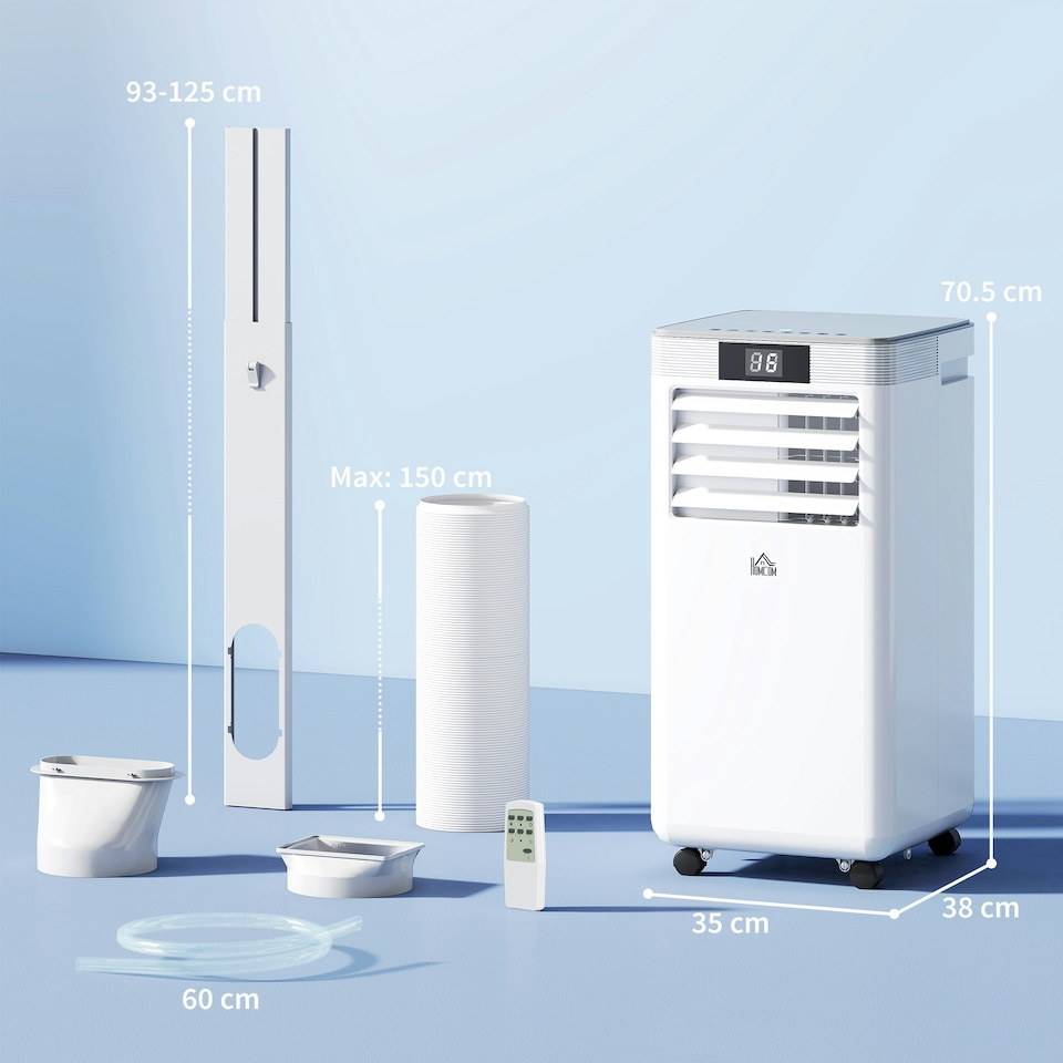 image 1 of HOMCOM 10000 BTU Mobile Air Conditioner Indoor Portable AC Unit w/ RC, White