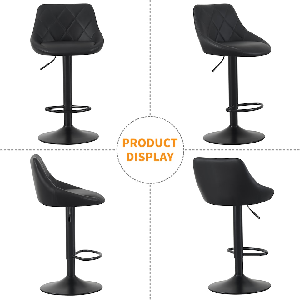 image 1 of MCC Direct Set of 2 Height Adjustable Bar Stool Kitchen Breakfast Chairs Stanley