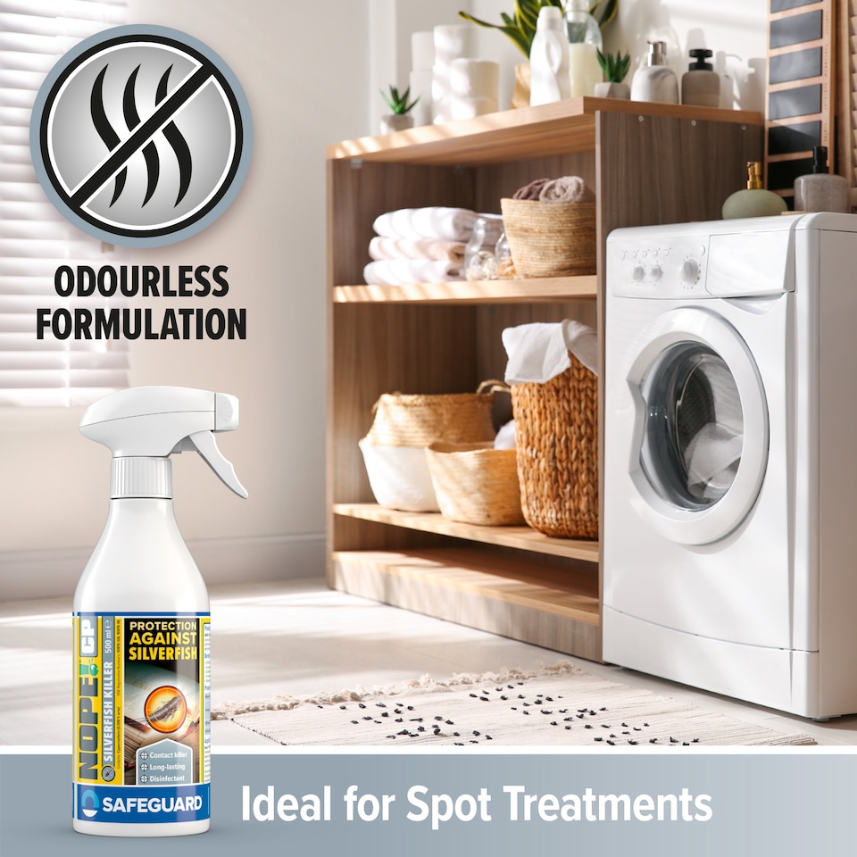 image 1 of NOPE Silverfish Killer Spray - 500ml - Spray Long-Lasting, Odourless, Fast Acting for Indoor and Outdoor use.