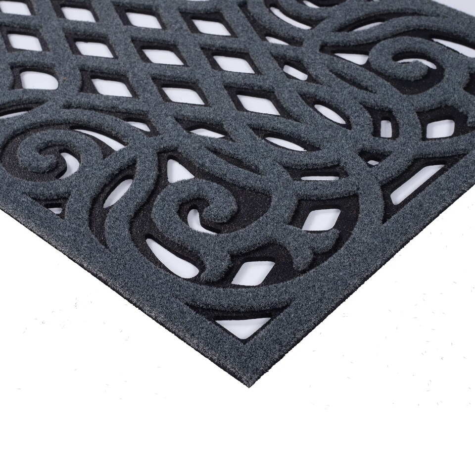 image 1 of Nicoman Victorian Style Rubber Outdoor Door Mat Grey 75 x 44cm
