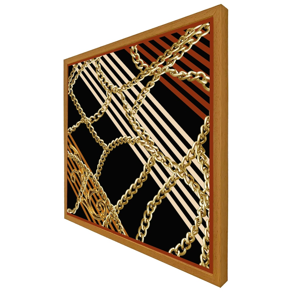 image 1 of Chains & stripes (Picutre Frame) Brown | Oak | L
