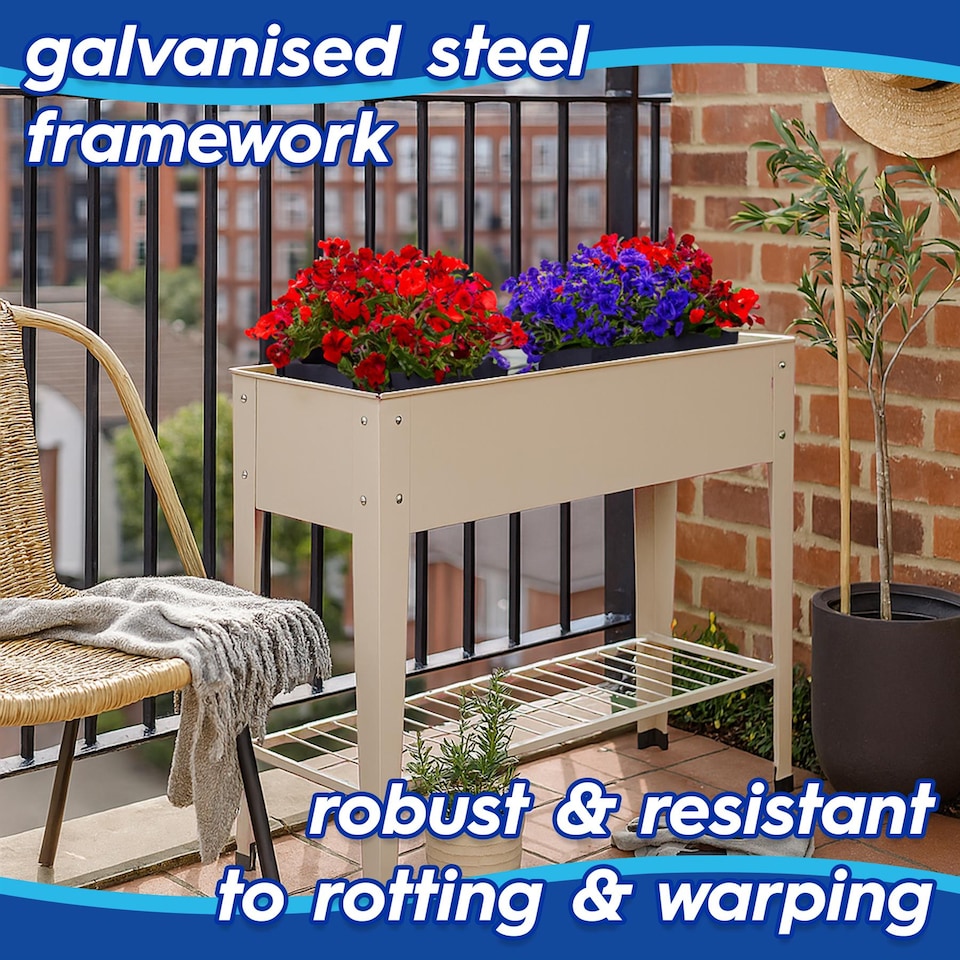 image 1 of Harbour Housewares Elevated Raised Garden Beds with Legs & Storage Shelf - Green - Pack of 2 | Green | Green