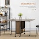 image 3 of HOMCOM Mobile Drop Leaf Dining Table on Wheels with Shelf Light Brown