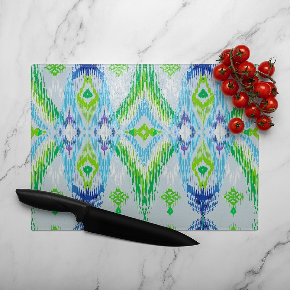 image 1 of Ethnic Style Modern Scarf Glass Chopping Board | Multi