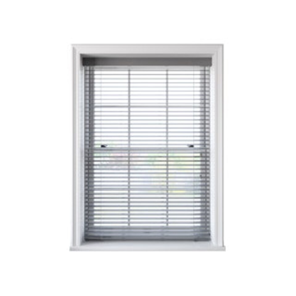 image 1 of 120cm Light Grey Faux Wood Venetian Blind With Strings 160cm Drop Grey | Grey
