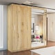 image 2 of Stylish 120cm Sliding Wardrobe with Full Mirror Door & Lined Panel Design | White, Black, Grey Finish Brown | Oak120cm