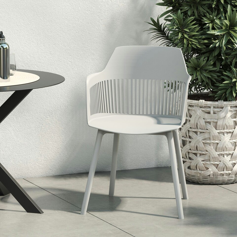 image 1 of CL Camelo Resin Chairs 2PK with open back in light grey Grey | Light Grey