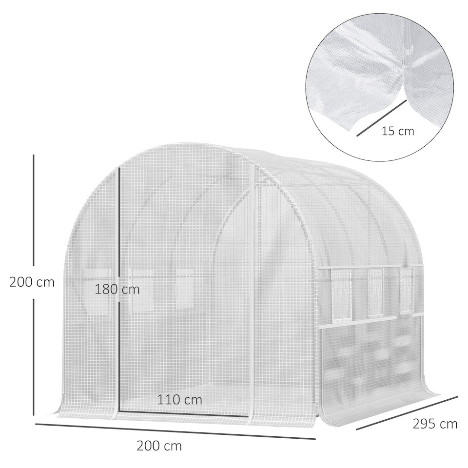 image 1 of Outsunny 3 x 2 x 2m Polytunnel Green House w UV-resistant PE Cover, Green