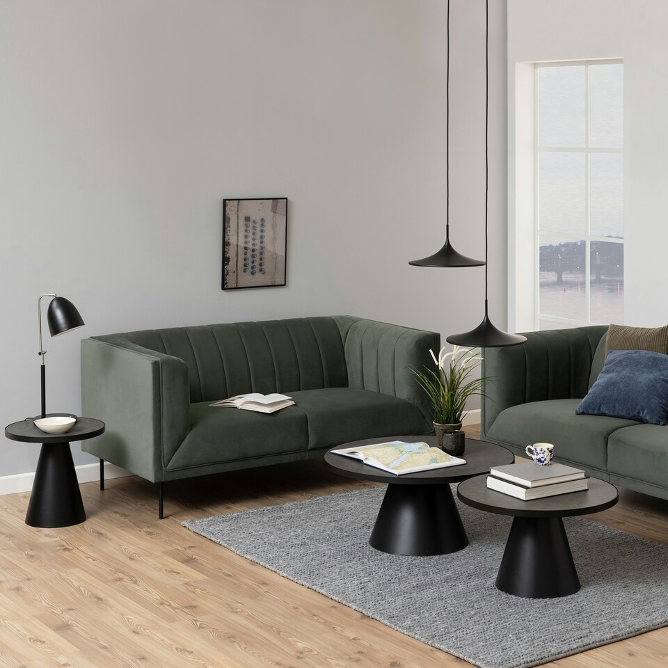 image 1 of Soli Low Round Ceramic Coffee Table in Black 85.7x40cm