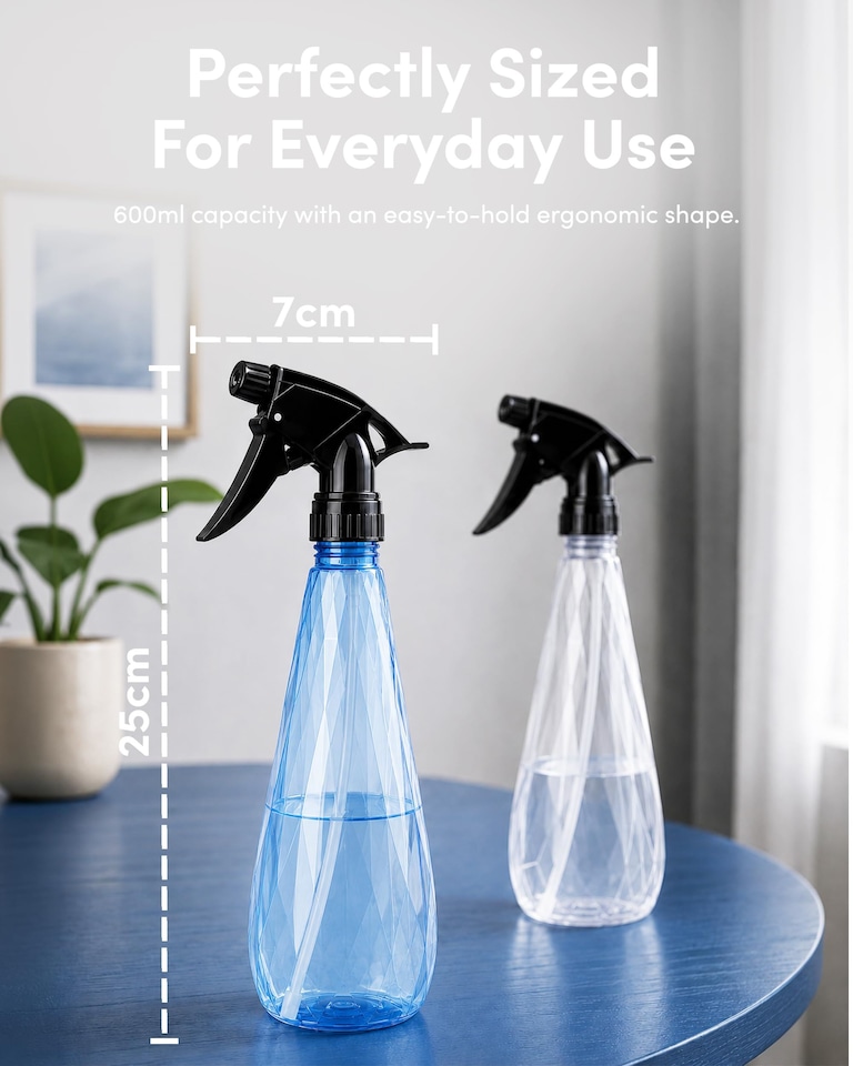 image 1 of Keplin 600ml Water Spray Bottles 2 Pack Adjustable Mist Nozzle for Plants