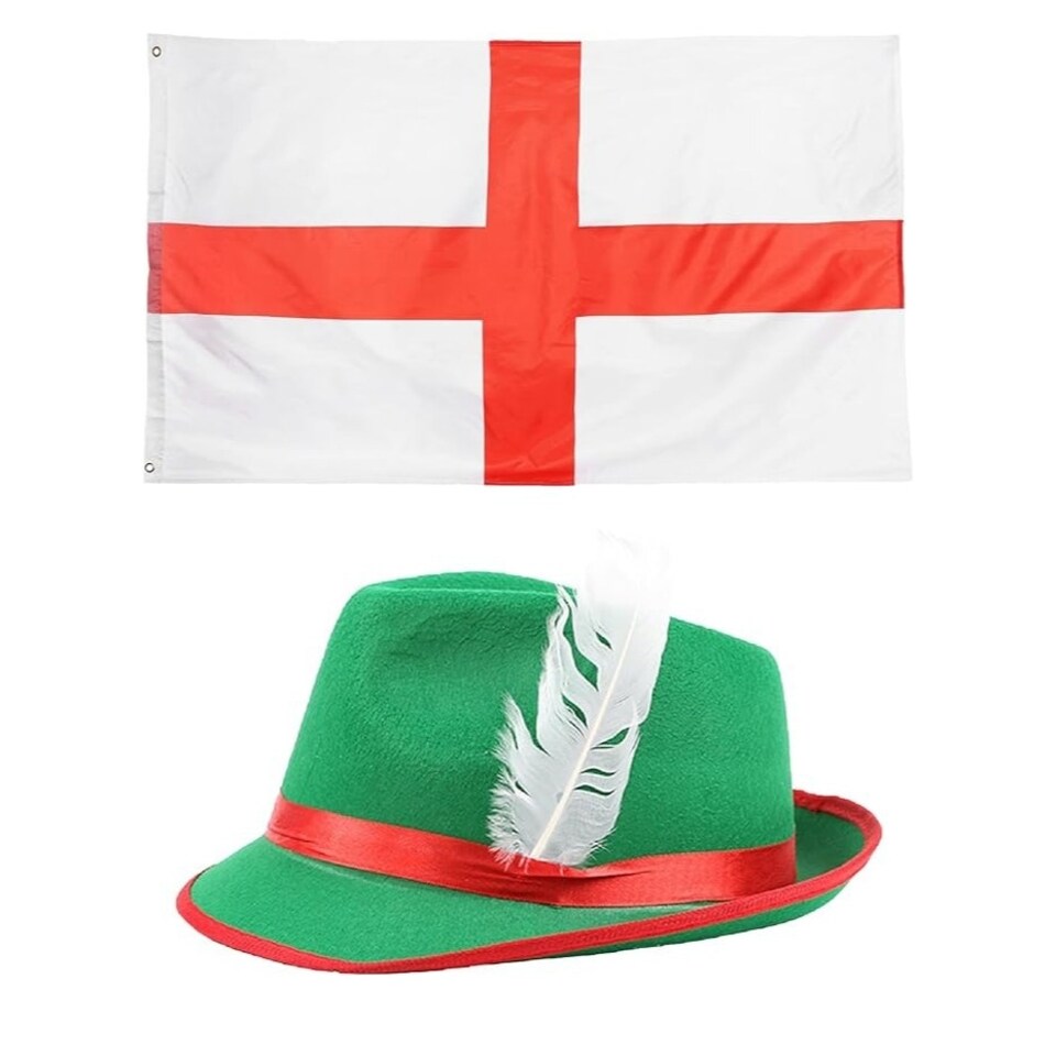 image 1 of England Flag + Green Bavarian Hat | Green | One Size